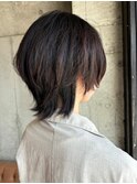 20代30代40代シースルーバングウルフカット大人可愛いブラウン
