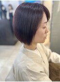 切りっぱなし前下りボブ/ピンク系ヴァイオレットカラー