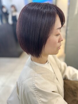 ルーウィン(LE WIN) 切りっぱなし前下りボブ/ピンク系ヴァイオレットカラー