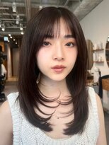 ノイカーム(noi Calm) 顔周りレイヤーカットグレージュカラーくびれボブベージュカラー