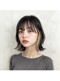 インナーカラー レイヤーボブ 顔周りレイヤー イヤリングカラー