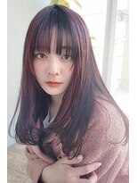 ヘアーズ ベリー 香椎店(hairs BERRY)&nbsp;BERRYレッドブラウンフルバングイメチェンうる艶髪アッシュ髪質