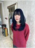 バレイヤージュオリーブグレージュハッシュカットハイライト