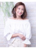 外ハネミディアムシースルーカラーダークグレージュ透け感レトロ