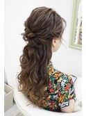 ウェーブハーフアップ ヘアセット