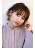 ペールベージュセクションカラーグラデーションカラー外ハネボブ