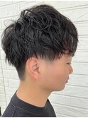 2ブロック刈り上げナチュラパーマ