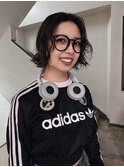 センターパートとボブパーマ