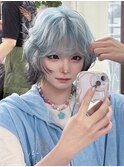 ルーツカラー×水色