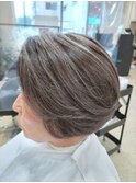 白髪ぼかしハイライトグレーアッシュ
