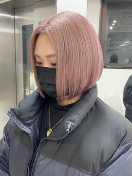 ベレーザ 渋谷(BELEZA) 3067ピンクブロンドスローカラーカシスピンク寒色系カラーボブ