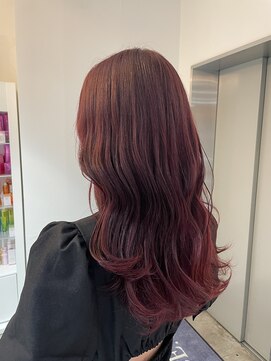 アヴァンスアンス 広島袋町店(AVANCE.ens) ブリーチなしダブルカラー×ワインレッドカラー