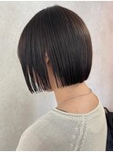 ボブ　ミルクティーベージュ　艶髪　髪質改善カラー　ショート