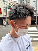 アップバング短髪ツイストスパイラルブリーチパーマツイスパ