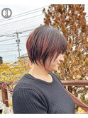 大人ショート/暖色系カラー/オレンジブラウン