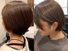 モモ(momo)の雰囲気(首元スッキリ、シルエットが崩れにくいショートボブスタイル)