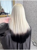 ブロンド×裾ブラック/裾カラー/ハイトーン/デザインカラー　