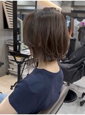 海外レイヤーボブ ハイライト カーテンバング グレージュt522