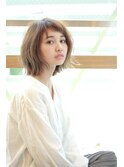うぶバング×外ハネ×ミルクティージュカラー