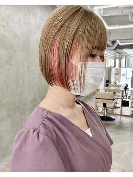 スー 渋谷(suu) ハイトーンインナーカラーピンクベージュダブルカラー