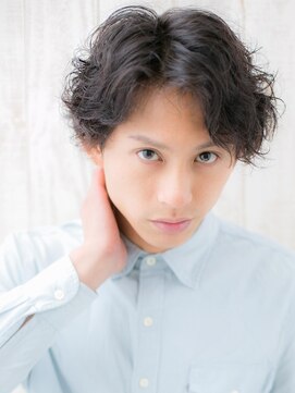 メンズヘア ビーセカンド 草加店(MENS HAIR B-2) 20代30代アップバング無造作アースカラー波打ちパーマX草加