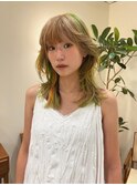 デザインカラー×ミディアムマッシュレイヤー