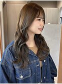 オリーブグレージュ/バタフライレイヤーカット/ブリーチなし原宿