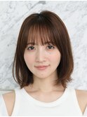 表参道酸性ストレート艶髪ミディアムレイヤーアッシュグレー30代
