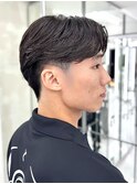 メンズセンターパートウルフセンターパートニュアンスパーマ襟足