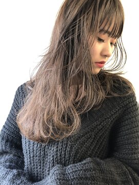 ヌイ 横浜(nui) ラベンダーグレージュ_ブランジュダブルバングネイビーカラー