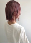 [高田馬場新宿池袋]ピンクパープルの切りっぱなしボブ