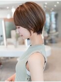 20代30代大人ガーリーかわいいショートボブ／チョコレートカラー