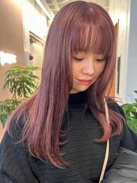 パーク 福岡天神西通り店(parc) 艶感　アッシュピンクカラー　透明感カラー　韓国ヘア　ロング