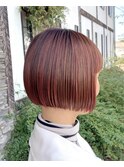 切りっぱなし#ショートボブ#オレンジ#ブリーチなし#豊橋#豊川