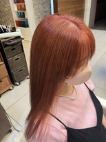 アチーブ ヘア デザイン(achieve hair design)&nbsp;レッドオレンジブリーチハイトーンミディ艶髪20代30代40代