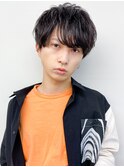 無造作メンズベリーショート☆ツーブロックアッシュブラック