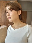 外ハネボブ ベージュカラー ワイドバング ミニボブ 表参道 青山