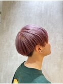 マッシュカット×ピンクパープルカラー