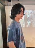 メンズボブウルフメンズミディアムレイヤーカットメンズウルフ