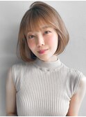 斜めバングくせ毛風カール外ハネボブ20代30代40代◎セミディ