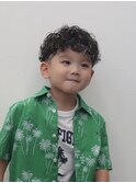 ホワイトメッシュ×韓国風キッズパーマおしゃれキッズ男の子