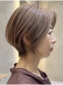 表参道白髪ぼかしマッシュショートヘアッシュベージュ40代50代