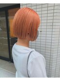 【ブリーチ×オレンジボブ】透け感カラーで軽やかに