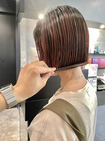 ケンジ 横浜(KENJE) ルーツカラー/切りっぱなしボブ/オレンジカラー/横浜美容院