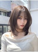 美髪レイヤーカット/顔まわりレイヤー/くびれミディアムレイヤー