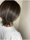 アッシュグレー_マロンベージュ Aラインボブ かきあげ