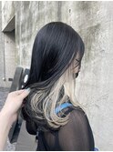 *インナーカラーホワイトベージュ×地毛風黒髪暗髪グレーカラー