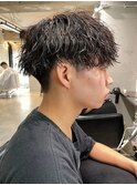 メンズカットツイストスパイラルパーマツーブロックショート