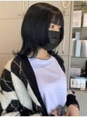 ミディアムウルフ/ウルフカット/ブルーブラック◎20代30代