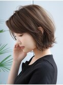 くびレイヤー前髪なしグレージュボブ 外はね【AIN.表参道】川原